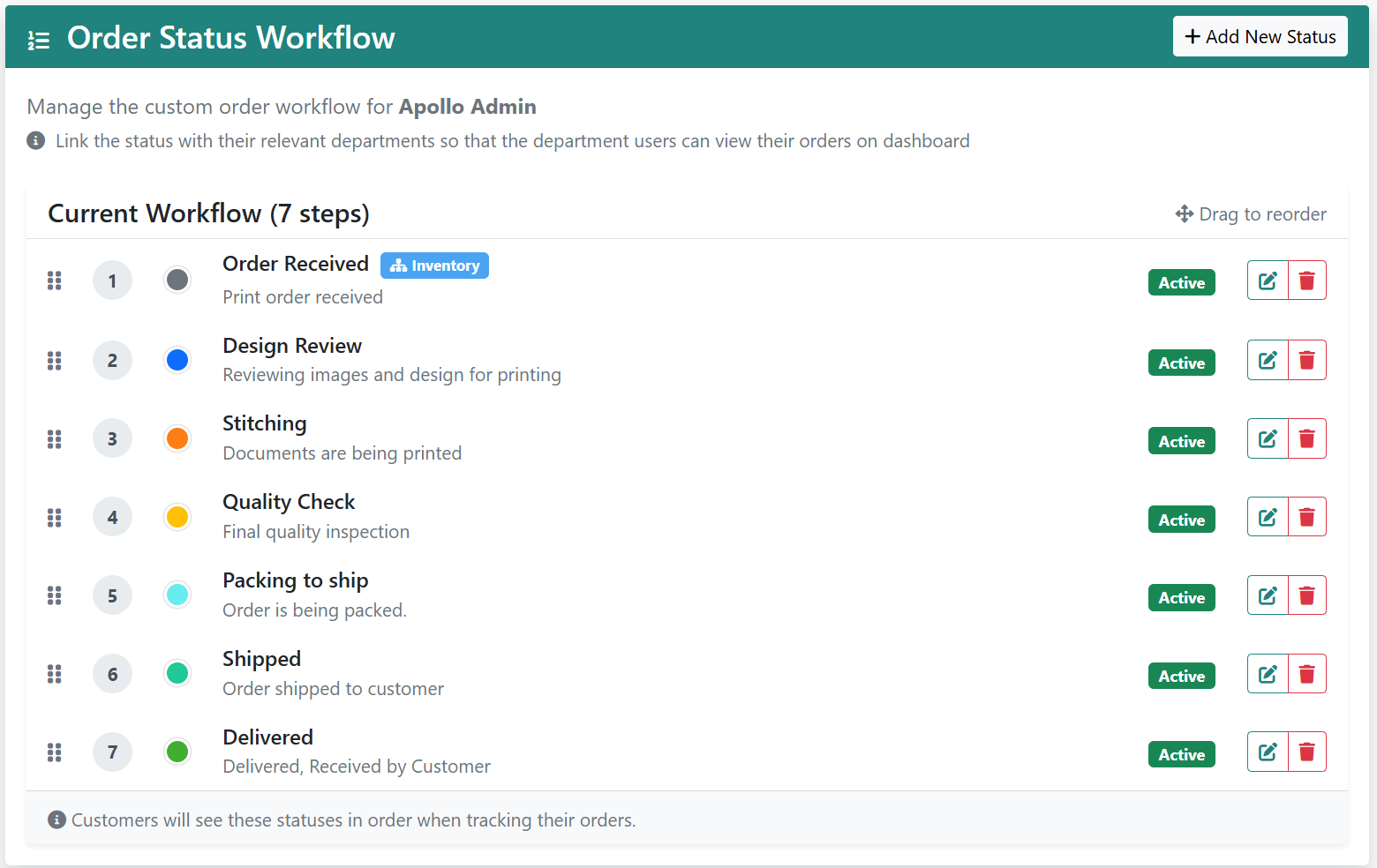 Order Status Workflow